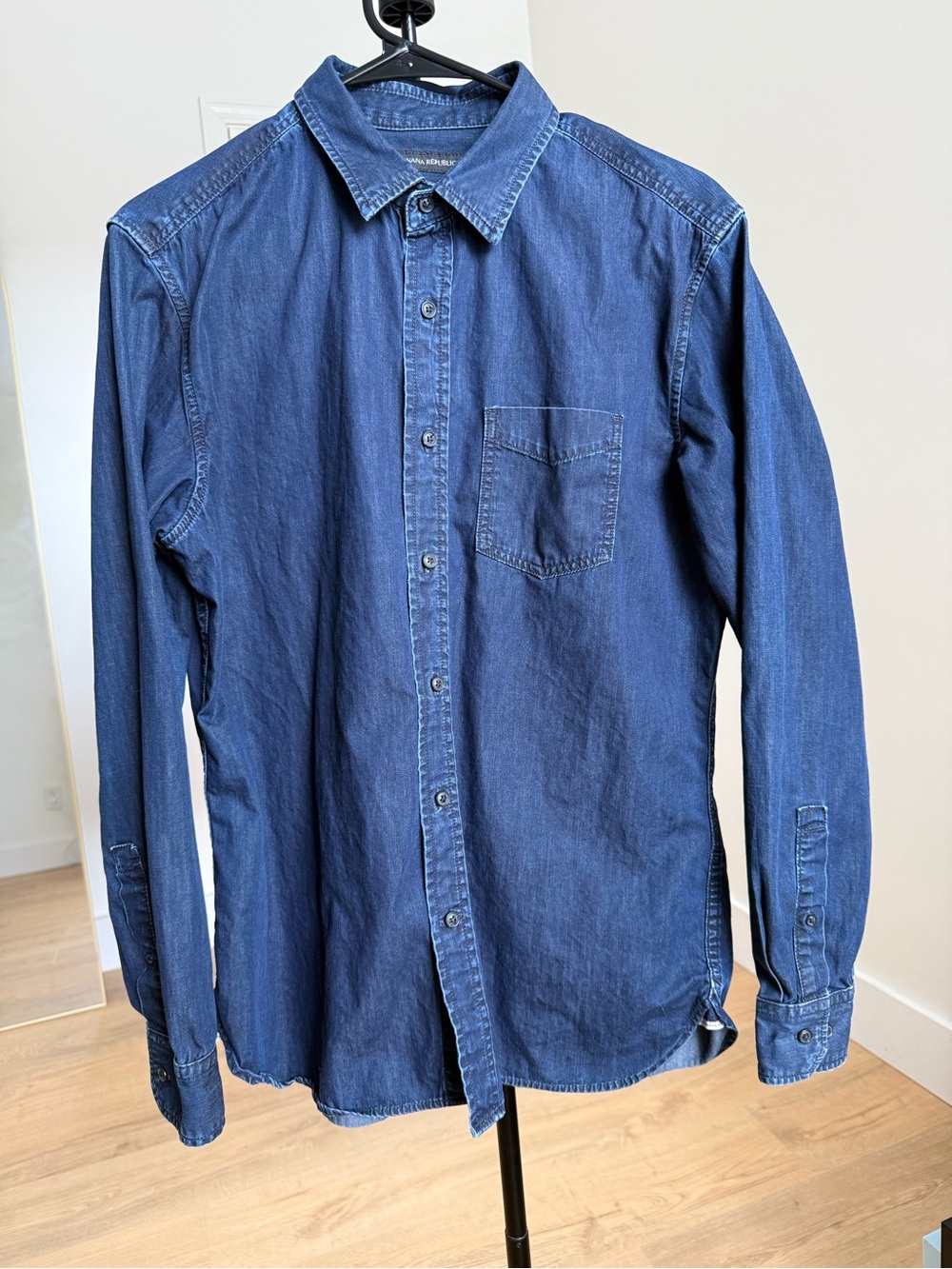 Banana Republic Men's Dark Blue Denim Button-Down Shirt
